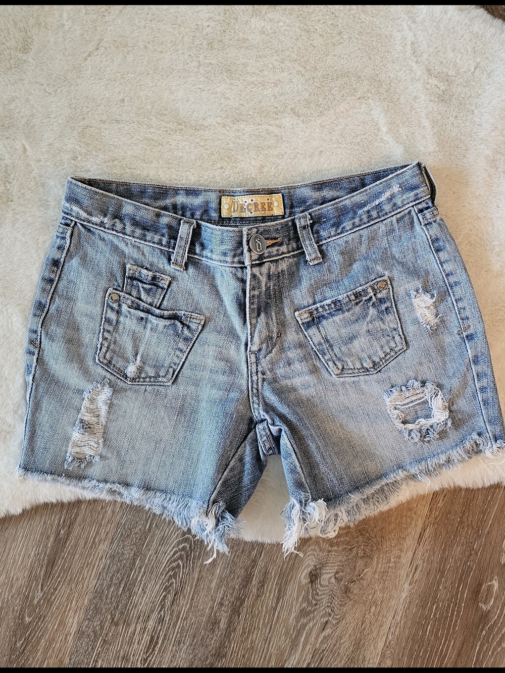 Decree Light Blue Distressed Denim Cutoff Shorts